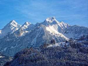 Preview wallpaper mountains, snow, top, sky