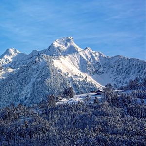 Preview wallpaper mountains, snow, top, sky