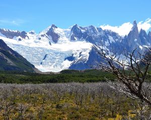 Preview wallpaper mountains, snow, tops, steppe