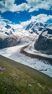 Preview wallpaper mountains, snow, trail, traces, nature