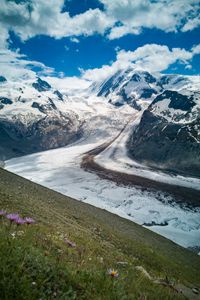 Preview wallpaper mountains, snow, trail, traces, nature