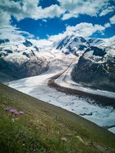 Preview wallpaper mountains, snow, trail, traces, nature