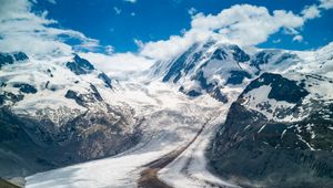 Preview wallpaper mountains, snow, trail, traces, nature