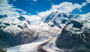 Preview wallpaper mountains, snow, trail, traces, nature