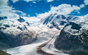 Preview wallpaper mountains, snow, trail, traces, nature