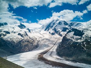Preview wallpaper mountains, snow, trail, traces, nature