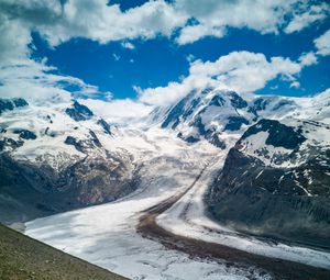 Preview wallpaper mountains, snow, trail, traces, nature