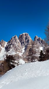 Preview wallpaper mountains, snow, trees, winter, nature, landscape