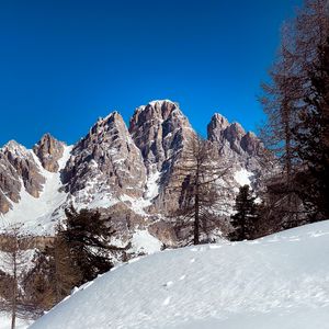 Preview wallpaper mountains, snow, trees, winter, nature, landscape