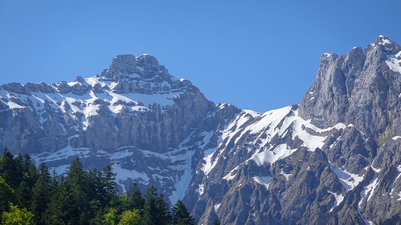 Wallpaper mountains, snow, trees, landscape