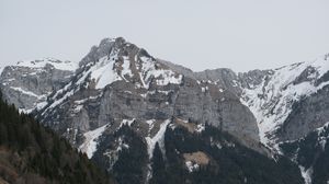Preview wallpaper mountains, snow, trees, forest, nature