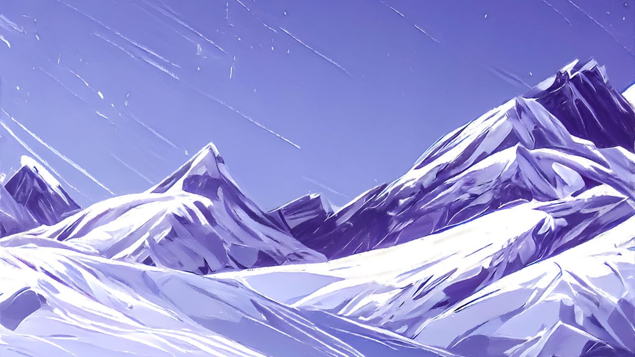 Wallpaper mountains, snow, trees, winter, art