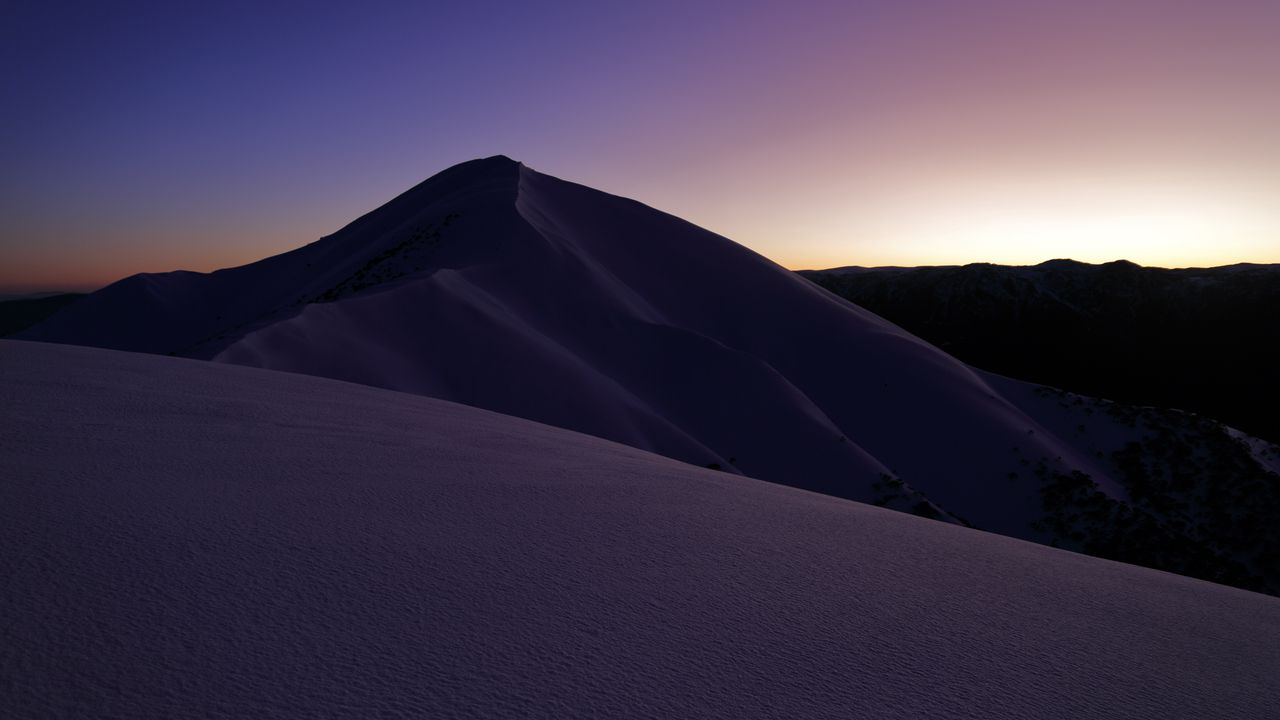 Wallpaper mountains, snow, twilight, landscape