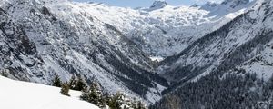 Preview wallpaper mountains, snow, valley, winter, landscape