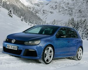 Preview wallpaper mountains, snow, volkswagen