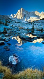 Preview wallpaper mountains, snow, water, reflection, landscape