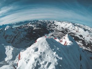 Preview wallpaper mountains, snow, winter, top