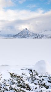 Preview wallpaper mountains, snow, winter, landscape, norway