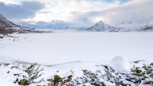 Preview wallpaper mountains, snow, winter, landscape, norway