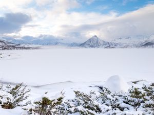 Preview wallpaper mountains, snow, winter, landscape, norway