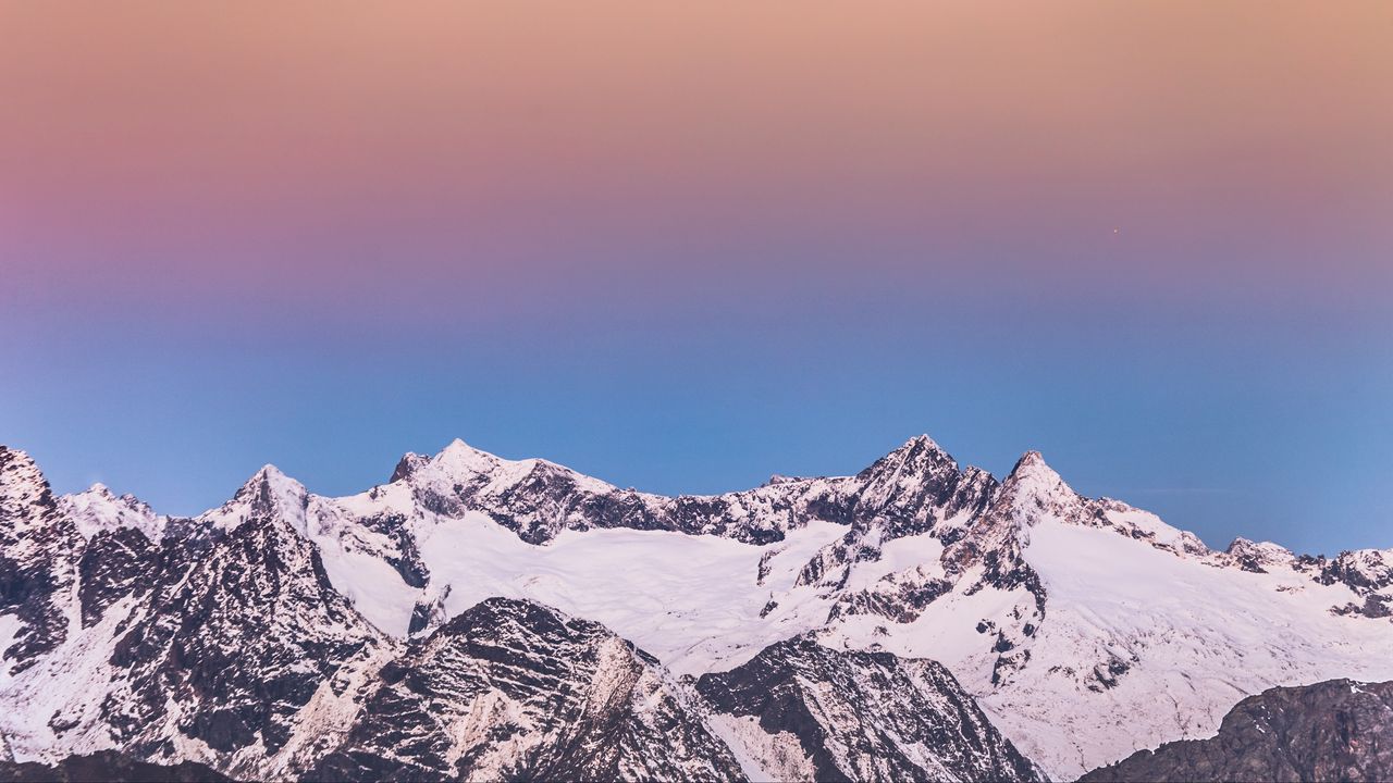 Wallpaper mountains, snow, winter, landscape, dusk