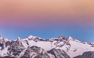 Preview wallpaper mountains, snow, winter, landscape, dusk