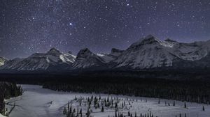 Preview wallpaper mountains, snow, winter, stars, night, sky