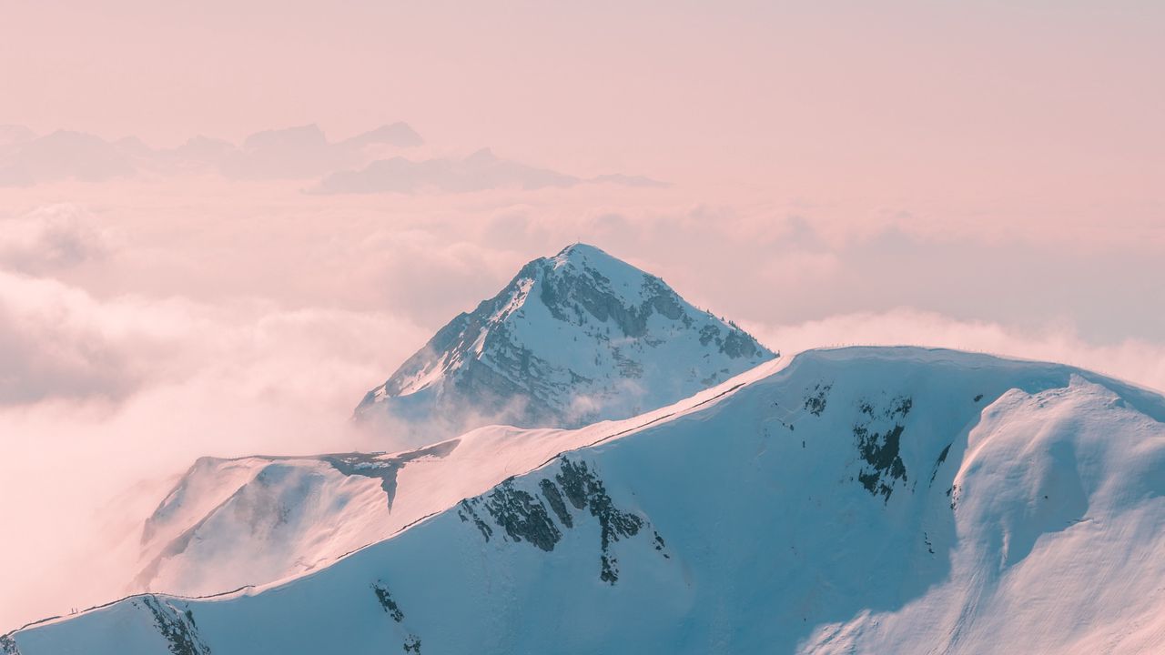 Wallpaper mountains, snow, winter, clouds, landscape, white