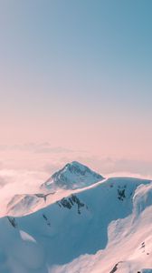 Preview wallpaper mountains, snow, winter, clouds, landscape, white