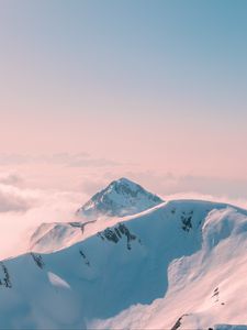 Preview wallpaper mountains, snow, winter, clouds, landscape, white