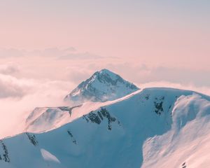 Preview wallpaper mountains, snow, winter, clouds, landscape, white