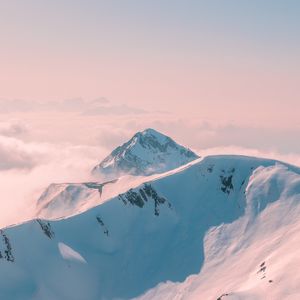 Preview wallpaper mountains, snow, winter, clouds, landscape, white