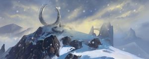 Preview wallpaper mountains, snow, winter, portal, art