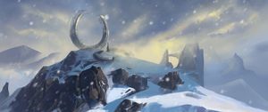 Preview wallpaper mountains, snow, winter, portal, art