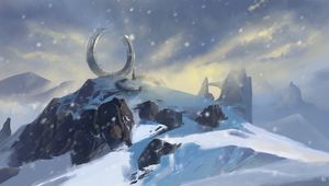 Preview wallpaper mountains, snow, winter, portal, art