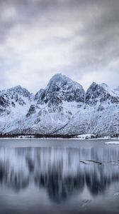 Preview wallpaper mountains, snow, winter, lake, reflection