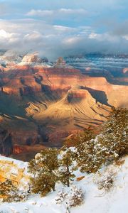 Preview wallpaper mountains, snow, winter, trees, canyons, height, arizona