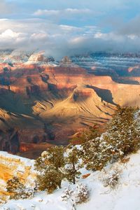 Preview wallpaper mountains, snow, winter, trees, canyons, height, arizona