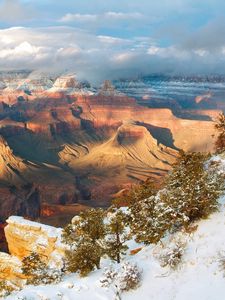 Preview wallpaper mountains, snow, winter, trees, canyons, height, arizona