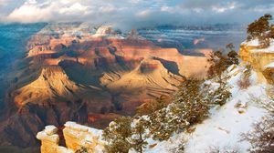 Preview wallpaper mountains, snow, winter, trees, canyons, height, arizona