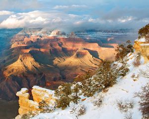 Preview wallpaper mountains, snow, winter, trees, canyons, height, arizona