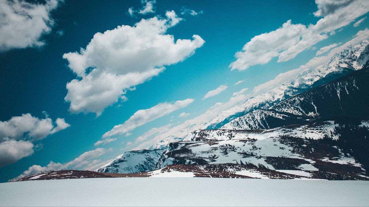 Wallpaper mountains, snow-capped, sky, snow