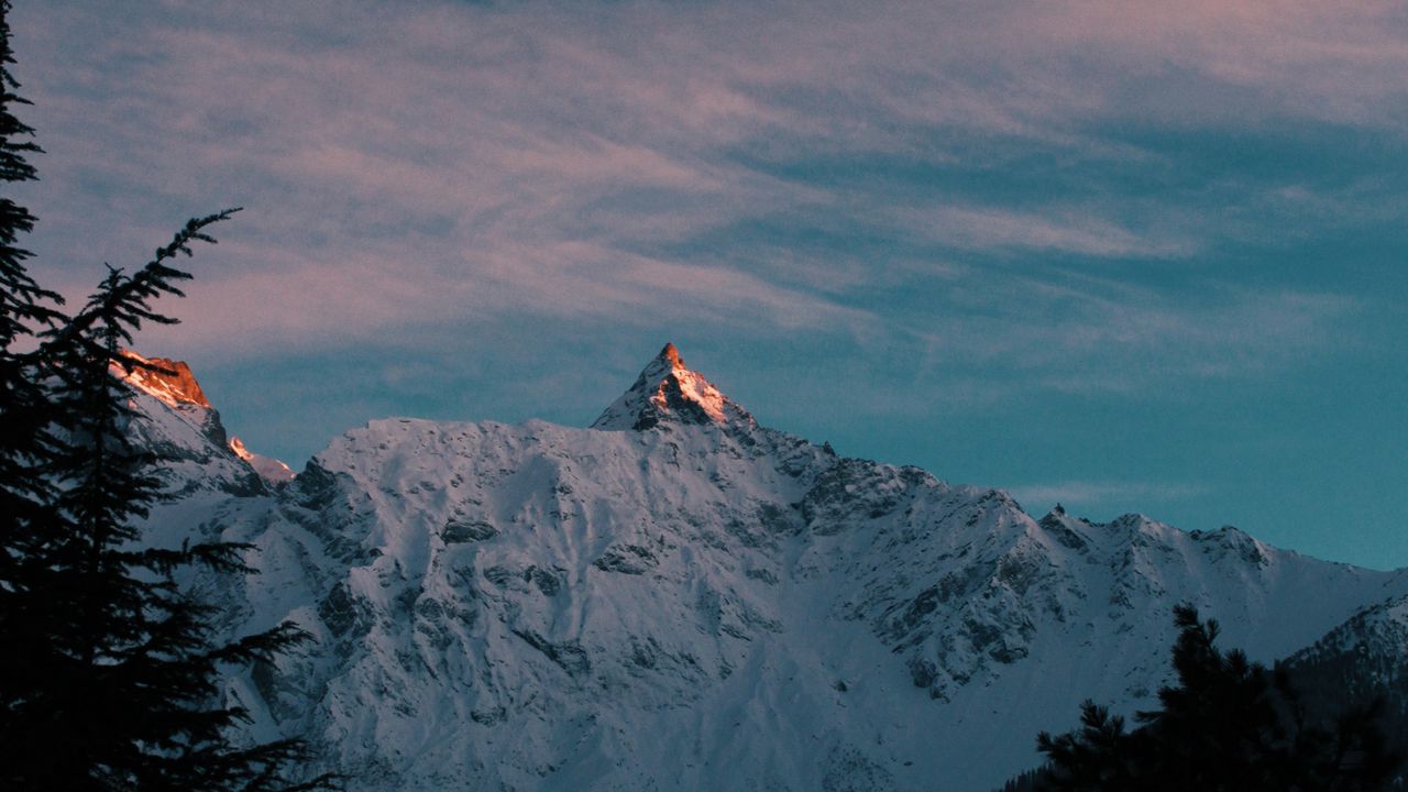 Wallpaper mountains, snowy, dark, peak