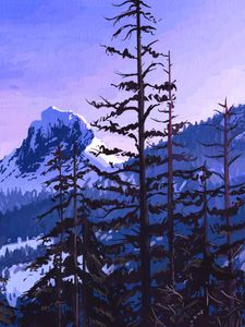 Preview wallpaper mountains, spruce, art