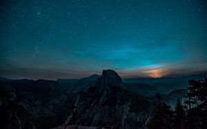 Preview wallpaper mountains, starry sky, hill