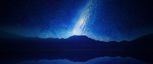 Preview wallpaper mountains, starry sky, milky way, night