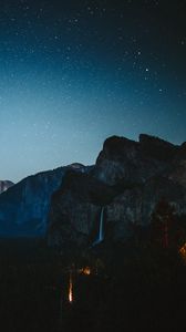 Preview wallpaper mountains, starry sky, night, peaks