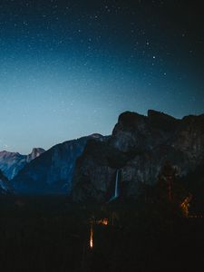 Preview wallpaper mountains, starry sky, night, peaks