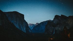 Preview wallpaper mountains, starry sky, night, peaks