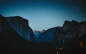 Preview wallpaper mountains, starry sky, night, peaks